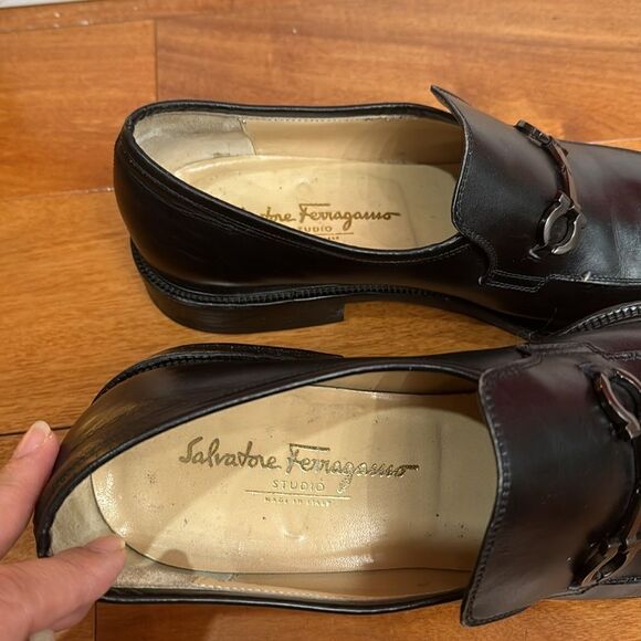 Salvatore Ferragamo Pompei Loafer Black Leather‎ Mens Size 9.5 B main image 6